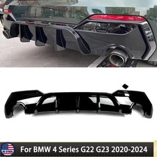 For BMW 4 Series G22 G23 430i M440i M-Sport 2020-2024 Rear Diffuser Glossy Black