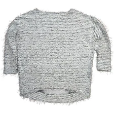Jones New York Sweater Women's M Gray Textured Knit 3/4 Sleeve Top Fuzzy