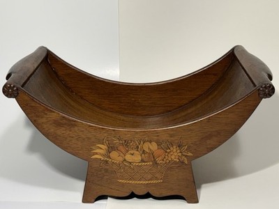 Antique George III Style Mahogany Cheese Wheel Cradle Fruit Wood Marquetry Inlay