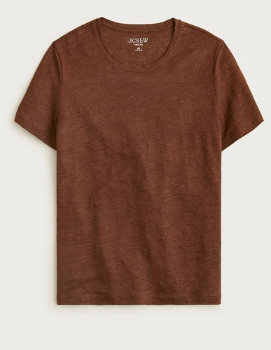 NWT J.Crew Size L New Relaxed Linen T-shirt Fresh Cacao Brown Top - product listing photo