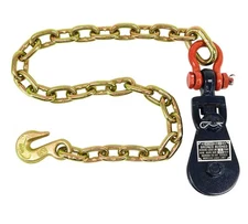 2 Ton 3" Snatch Block with Shackle and Chain Anchor Wrecker Car Carrier Cable
