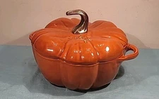 Staub Enameled Cast Iron Pumpkin Cocotte Dutch Oven Orange France 3.5 QT