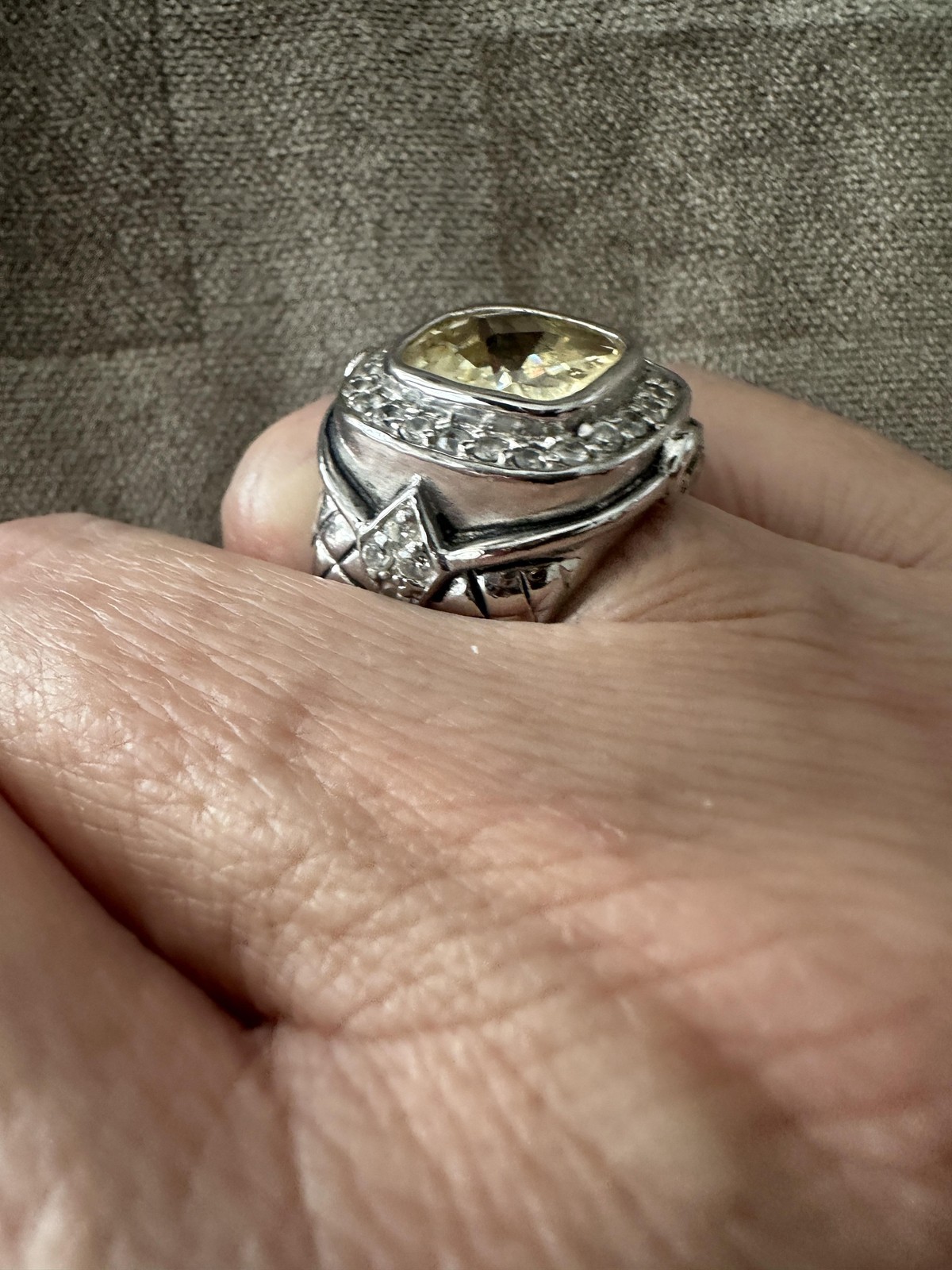 Bold Silver Tone Statement Cocktail Ring Cushion … - image 4