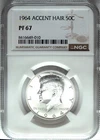 1964 NGC Proof 67 Accented Hair Kennedy Silver Half Dollar ☆☆ Blast White ☆☆ 010