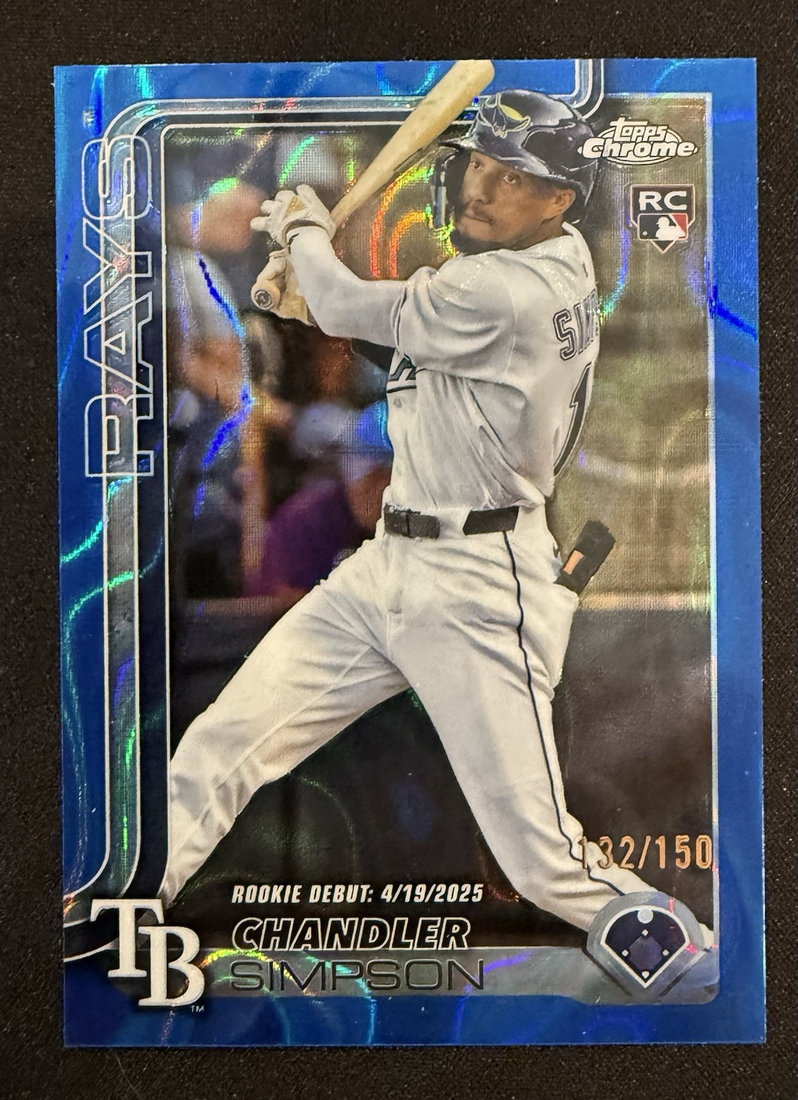 2025 Topps Chrome Update Chandler Simpson Rookie Debut Blue Lava SP #’d 132/150