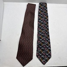 Ziggurat Pure Silk Tie Lot Of 2 Neck Ties, Made In USA & Korea, Vintage