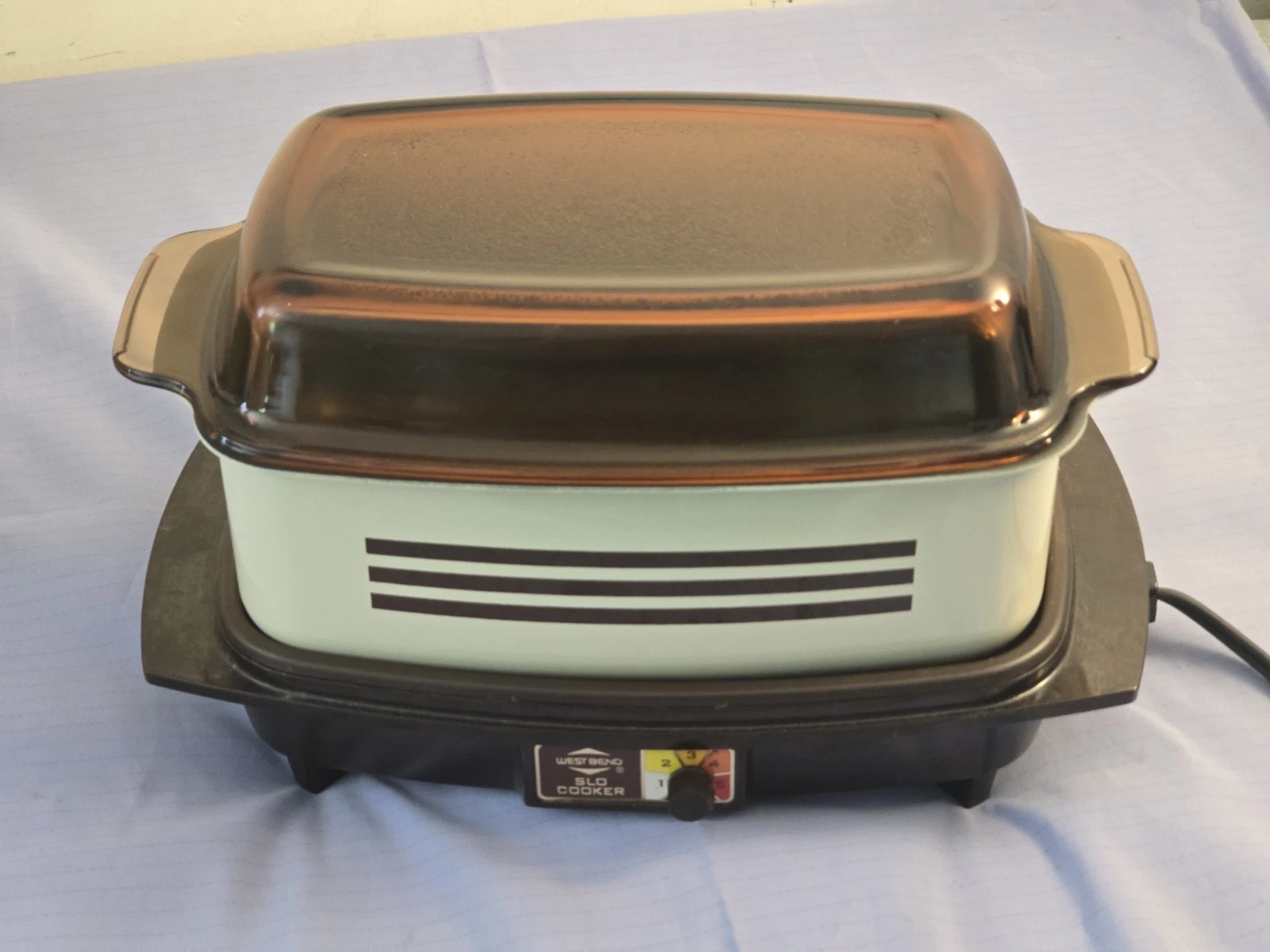 Vintage West Bend Slo-Cooker 6 Qt Bean Pot & Griddle Base 84114 Retro Tested