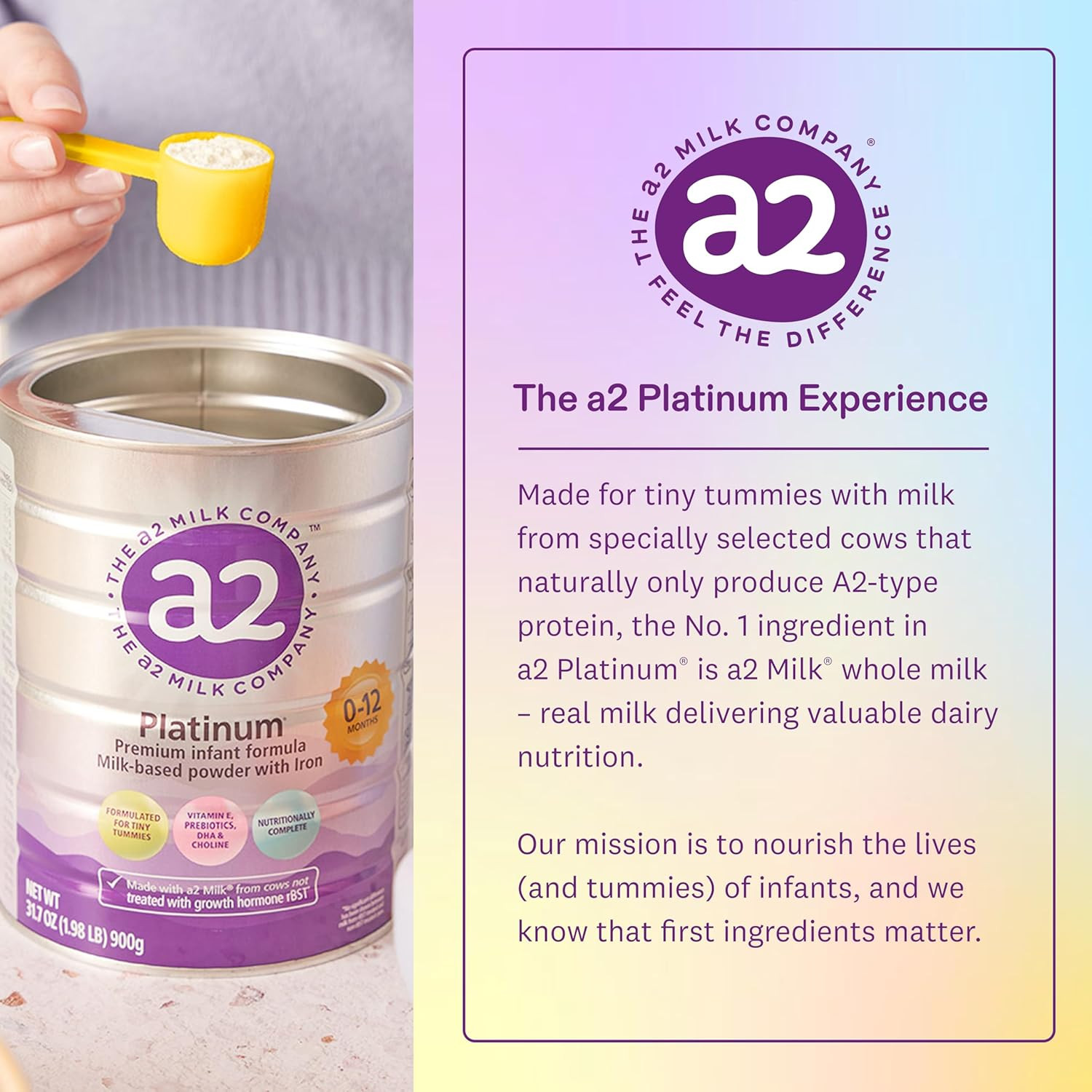 A2 Platinum® Premium Infant Formula for Babies Ages 0-12 Months, Whole Milk Powd
