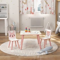 Zonekiz Kindertisch Mit 2 StüHlen Kindersitzgruppe Mit Tiermotiv, Rosa