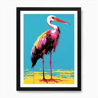 Andy Warhol Stil Vogel Storch 3 Kunst gerahmtes Wandbild Poster Leinwanddruck Bild