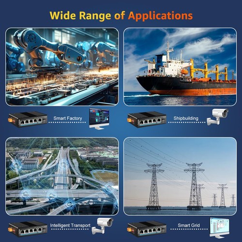 6 Port Industrial Switch with 4 Port PoE Gigabit, 1 1000Mbps Uplink, 1 SFP Po... - 第 7/7 張圖片
