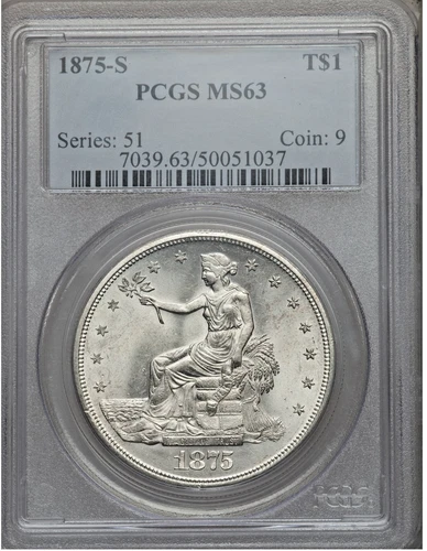 1875-S Trade Dollar MS-63 PCGS Certified - Blast White