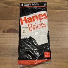 Vintage Hanes White Briefs Size 36 Mens 3-Pack 1992 Made In USA New Sealed Bag