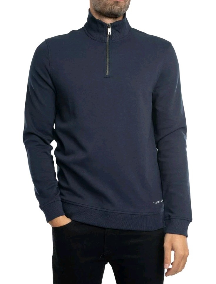 Ted Baker London Mens Navy Funnel Neck Long Sleeve Half Zip