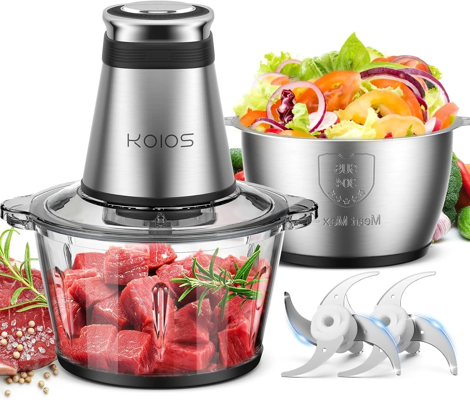 KOIOS Food Processor, 500W Electric Food Chopper with 2 Bowls (8 Cup+8 Cup)
Opens in a new window or