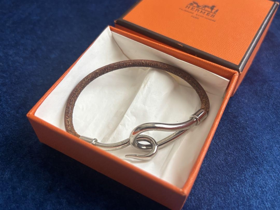 Hermes Brown Leather Bracelet Authentic Pre-Owned 6.7 Inches No Box