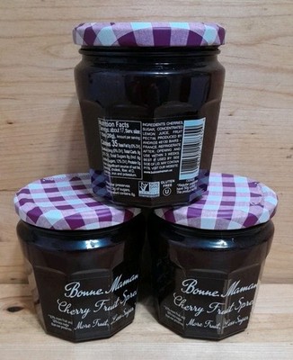 3CT: BONNE MAMAN CHERRY FRUIT SPREAD More Fruit, Less Sugar NO: gmo/gluten 11.8z