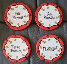 BELLA CASA Martini Coasters Set Of 4 New 