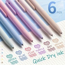 6pcs Colored Gel Pens for Note Taking, Pastel Gel Pens Colored Ink Quick Dry