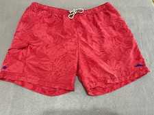 Tommy Bahama Men  s Relax Swim Trunks XL Red Floral Nylon Lined