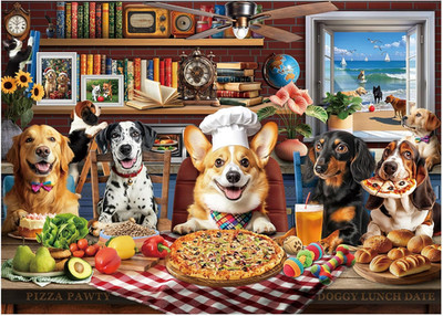 500 Teile Puzzle für Erwachsene, Hunde Dinnerparty, 50 x 35 cm, Tiere Klassische