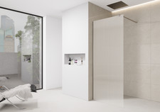 8mm Fluted Reeded Walk In Shower Screen Wet Room Glass Panel Chrome Trim