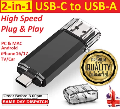 UDATA TYPE-C USB 3.0 2 in 1 Memory Photo Stick Flash Drive Android/Samsung/PC/Mac ETC