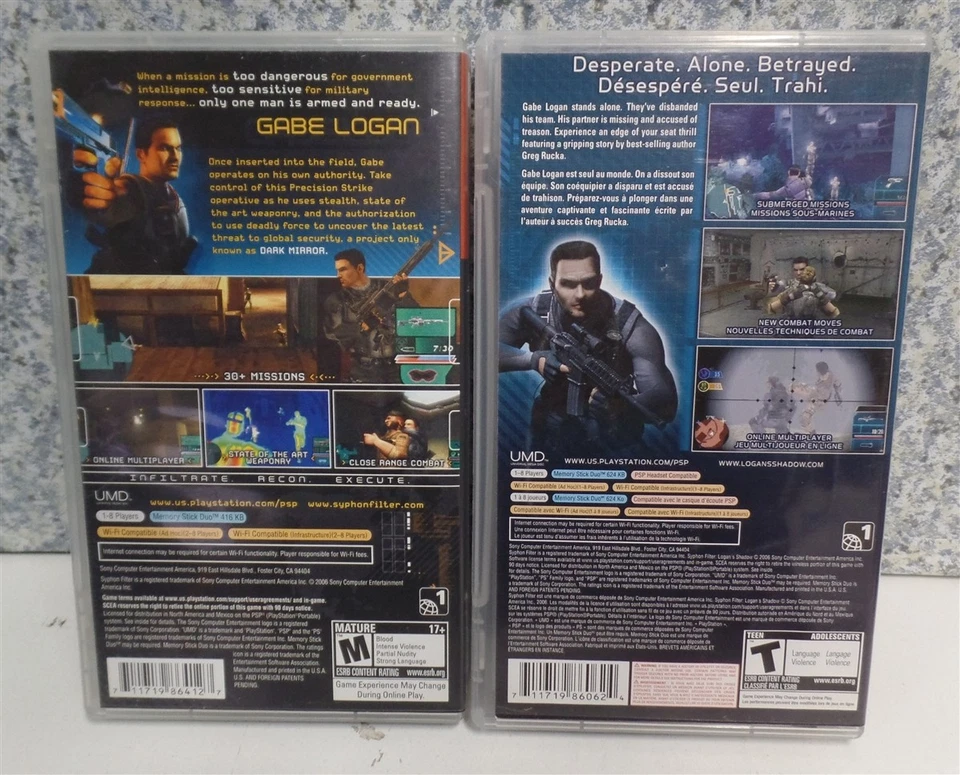 Video Game PSP Syphon Filter Dark Mirror and Logans Shadow USED GOOD - Image 2 of 4