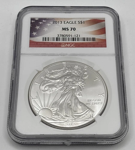 2013 American Silver Eagle 1oz NGC MS70 Flag Label