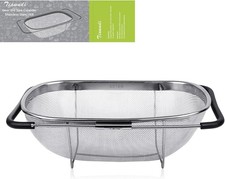 Stainless Steel Over Sink Colander Fine Mesh Strainer Basket Heavy Duty Wide