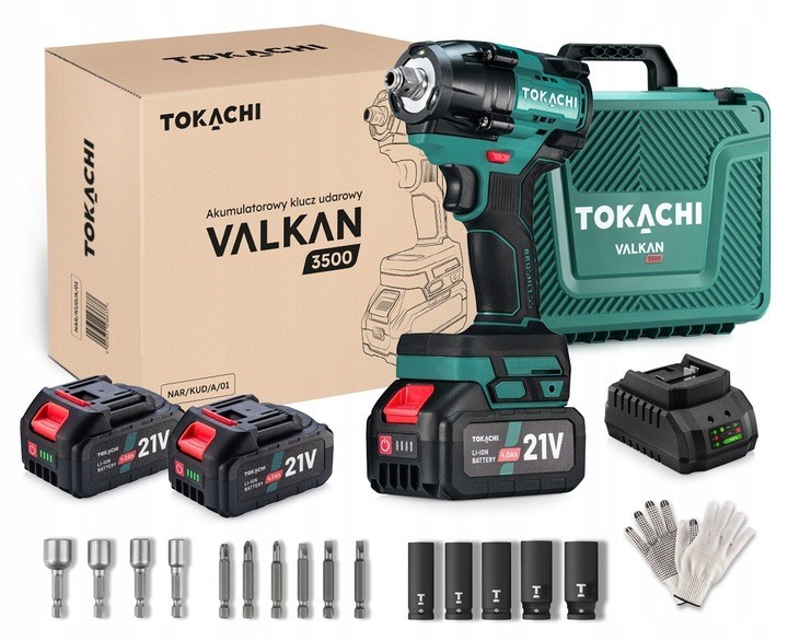 Clé à chocs Tokachi Valkan 3500 brushless 21V avec deux batteries 4Ah