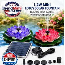 Mini Lotus Solar Fountain 1.2W Floating Pond Water Pump Garden Decor