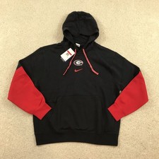 Nike Georgia Bulldogs Hoodie Pullover Mens Large Black New Fleece Sideline