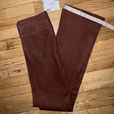  1,095 NWT HELMUT LANG Womens Pants Cinnamon Brown Leather Bootcut Trouser Sz 8