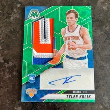 2024-25 Panini Mosaic Rookie Patch Auto Green Scope Tyler Kolek /5 Knicks
