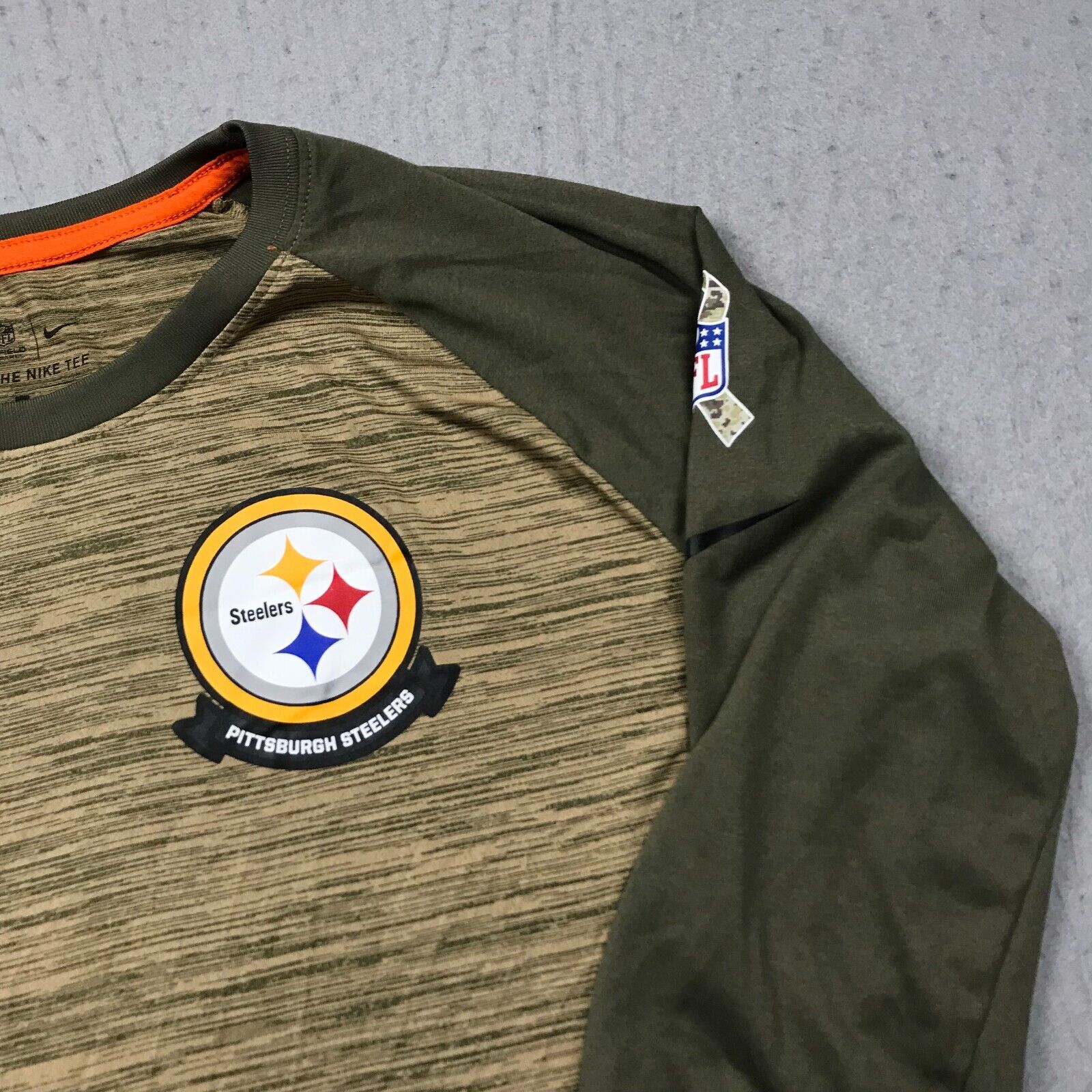 Pittsburgh Steelers Shirt Womens XL Green Brown Salute to Service Nike Military