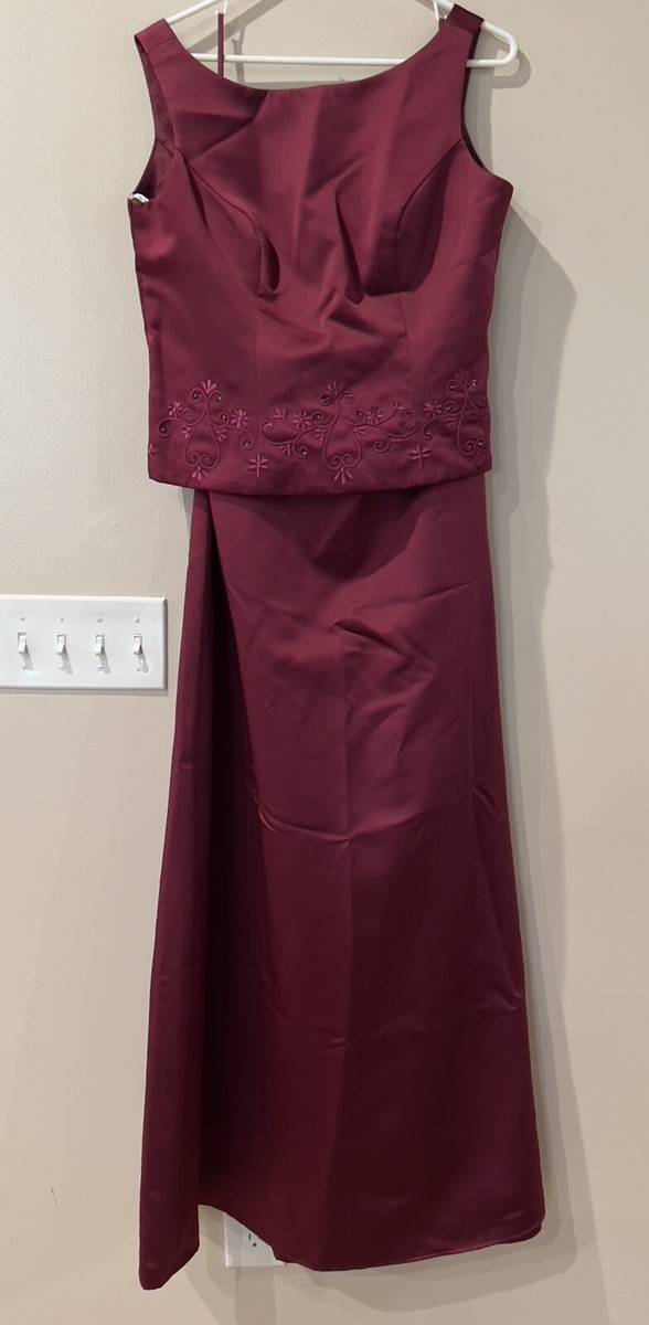 Forever Yours Burgundy Formal Bridesmaid Dress size 12 Two Piece | eBay