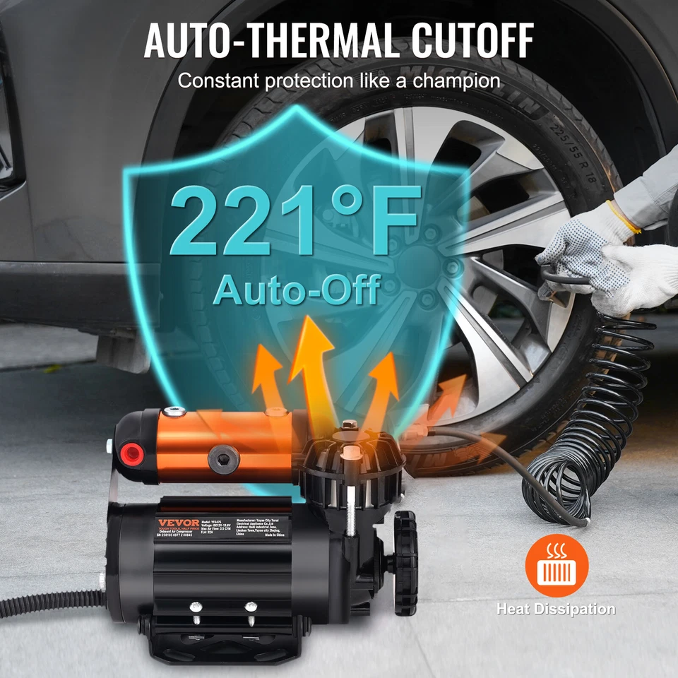 VEVOR On-Board 12V Air Compressor 150PSI 3.5CFM Portable Offroad Tire Inflator - Imagem 4 de 4