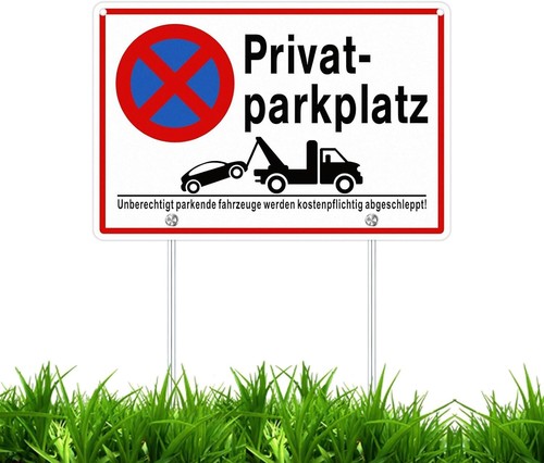 Privatparkplatz Schild mit Pfosten Halterung Alu 30x20cm A4 Parkverbotsschild... - Bild 11 von 11