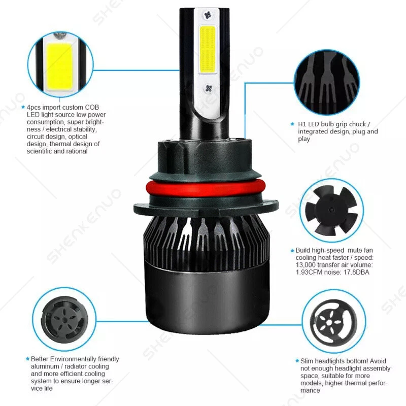 Para Pontiac Grand Prix 1997-2003 4X Faro LED Blanco Brillante + Bombillas Antiniebla Foto 4 de 4