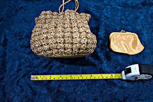 Gold Draw-String Sack Cinch Purse. Woven Metal Tread. Vintage. With ...