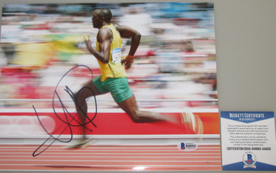 USAIN BOLT Hand Signed 8''x10'' Photo + BECKETT COA  PSA DNA *BUY GENUINE* 