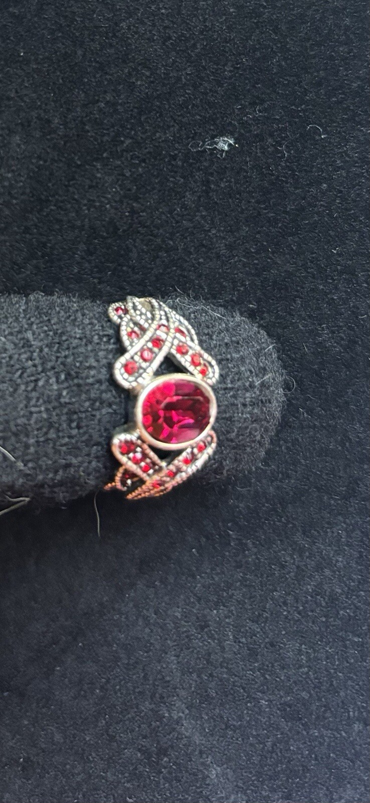 Simulated Large Ruby Ring Sterling Silver Fine Je… - image 5