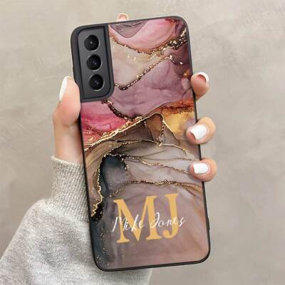 Personalised Marble Case Gel Phone Cover For Samsung Galaxy S23 S22 S24 Plus S25
