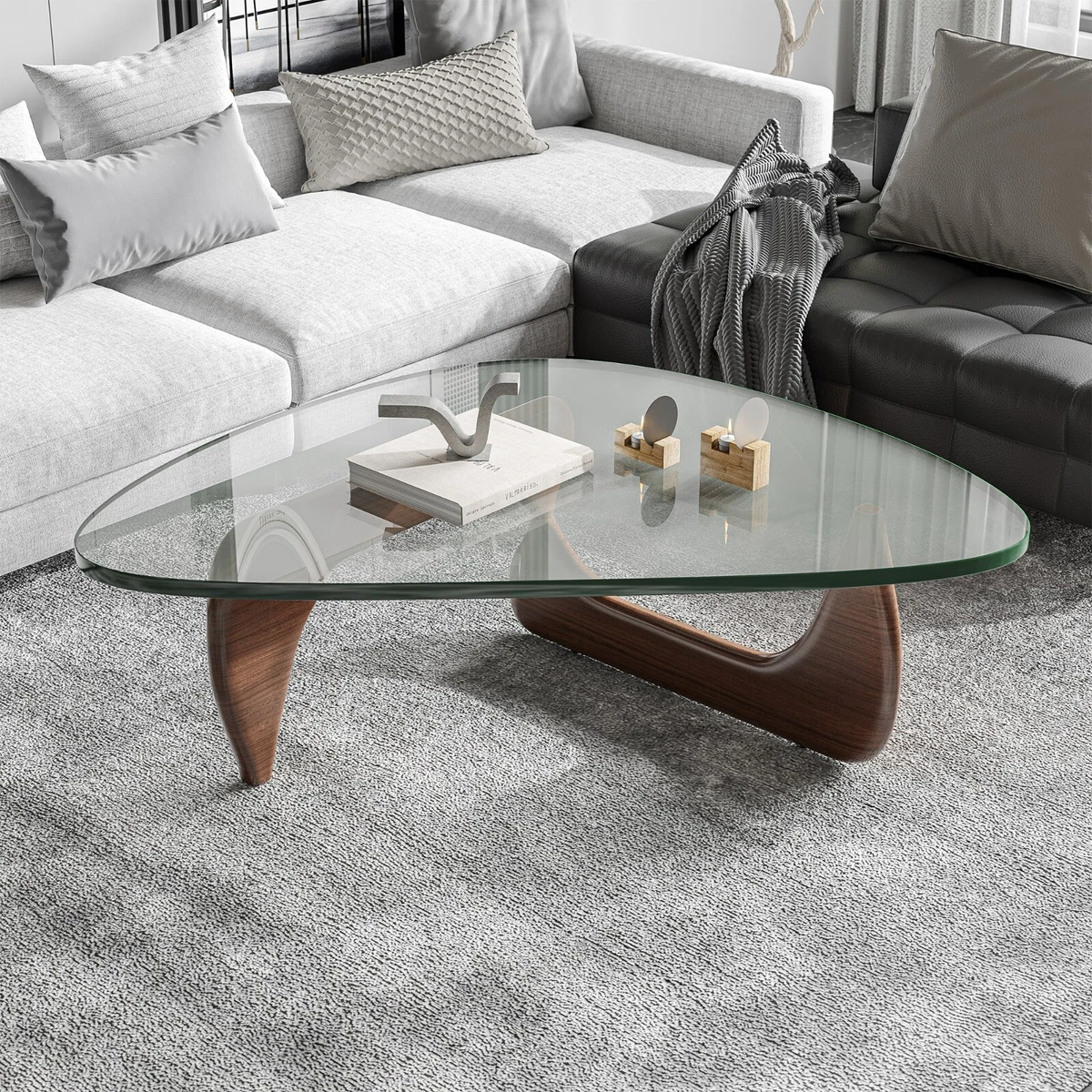Triangle Coffee Tables Vintage Glass End Table Leisure Tempered