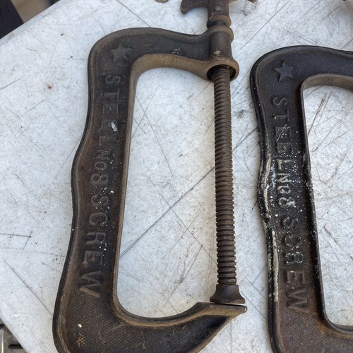Vintage Pair Of No 8 Clamp P.S.&W. Co Southington Conn USA Steel - Picture 2 of 10