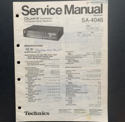 Technics SA-4046 Quartz Synthesizer AM/FM Receiver ORIGINAL