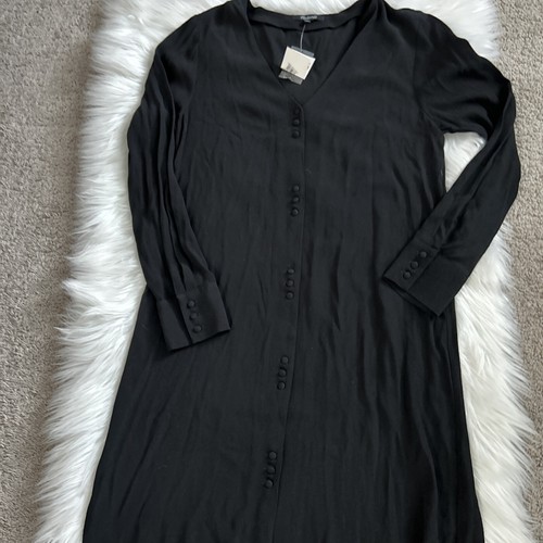 Madewell Women's Long Sleeve Button Front Novel Relaxed Fit Black Dress Size XS - Picture 3 of 12