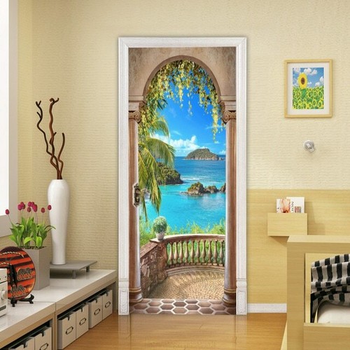 3D Door Sticker Wallpaper Self-Adhesive Door Mural Removable Vinyl Home Decorati - Picture 25 of 38