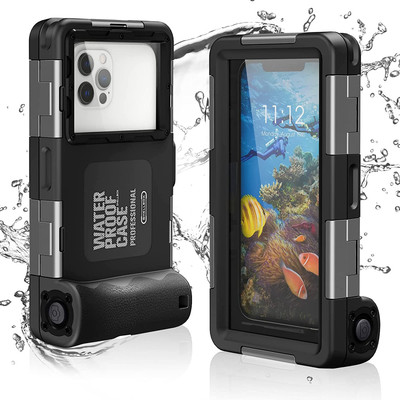 YIXXI Diving Waterproof Phone Case,iPhone 13/12/ 11 Pro Max Mini Xr/X/Xs Gray